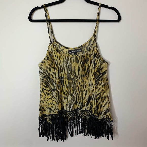 For Love and Lemons leopard fringe tassel sleeveless blouse size‎ Medium - Picture 1 of 7